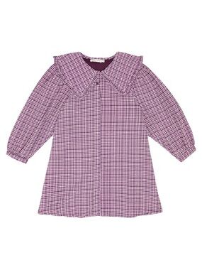 The New Society Girls Anabella Check Dress 16 Sheersucker Peter Pan Collar Pink